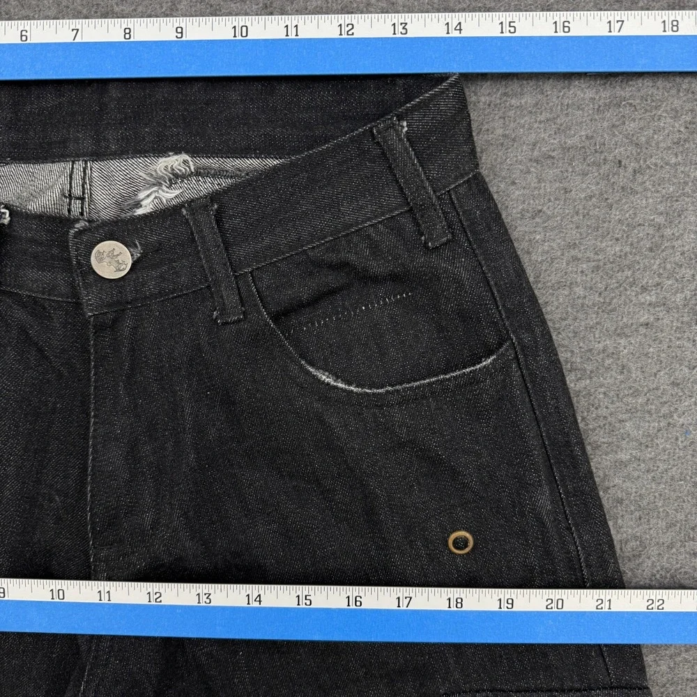 FAITPARLUI Les Demons Portent Cargo Pants Mens 28x30 Black Selvedge Denim Wide *